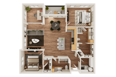 Floor plan for 2 beds, 2 baths, 1482 sqft
